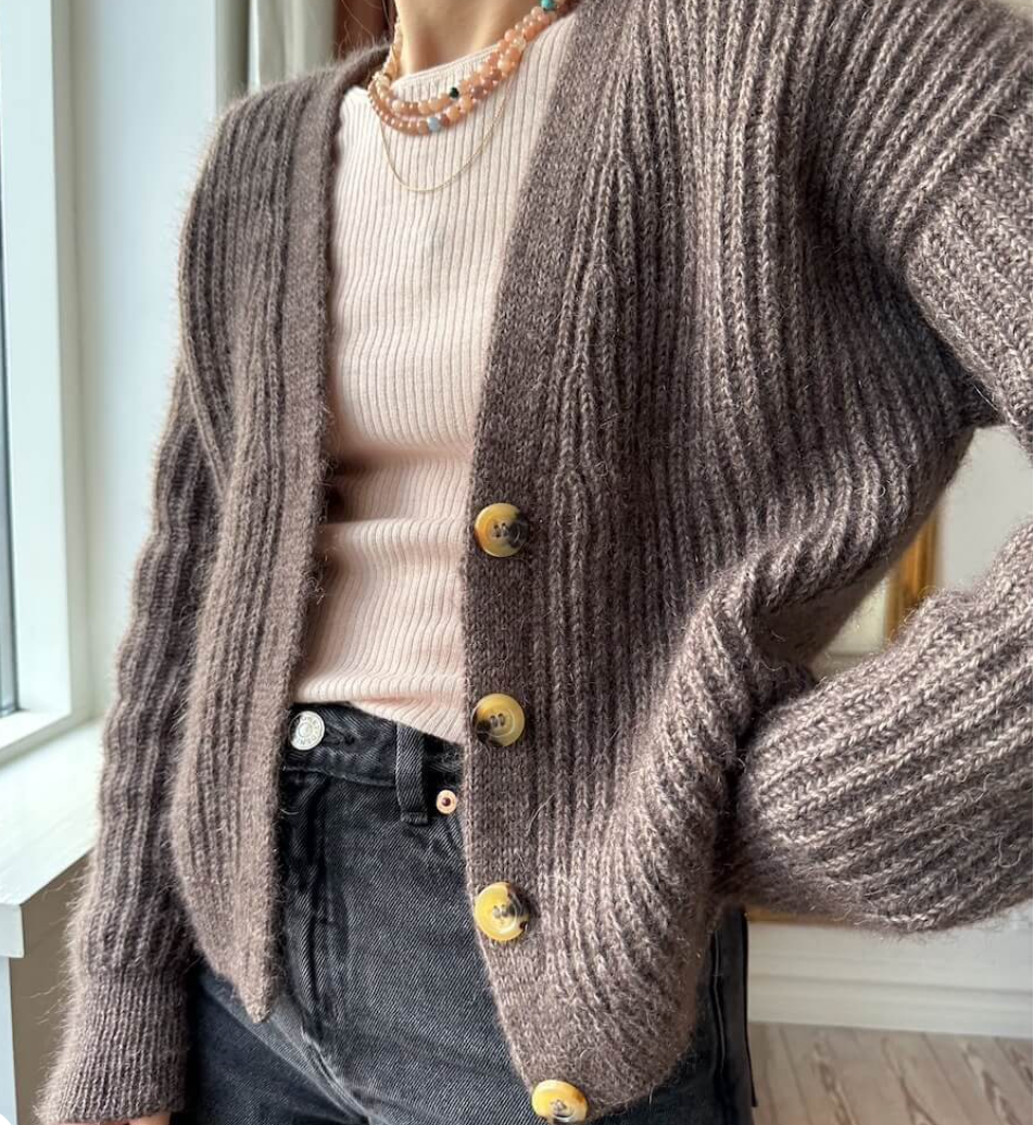 PetiteKnit Agnete Cardigan yarn kit - COMING SOON - Treasure Modern Knitting