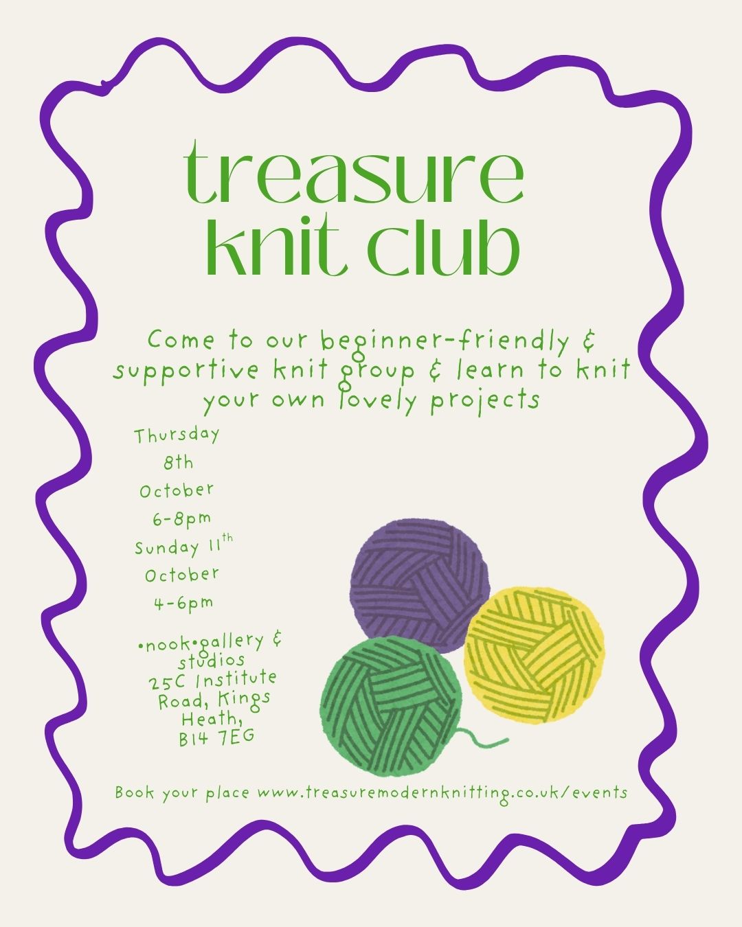 Treasure Knit Club October 2026 - Thursday 8th October 6-8pm & Sunday 11th October 4-6pm (Copy)