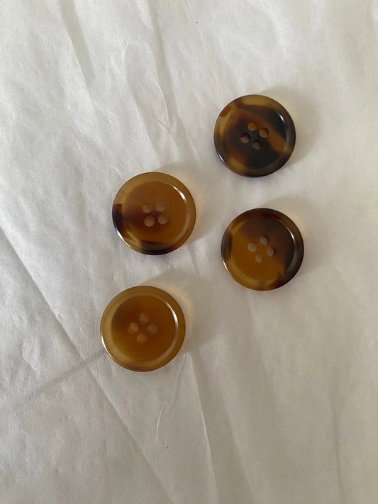 Dark Brown Tortoiseshell Galalith 20mm Buttons DeKnofa