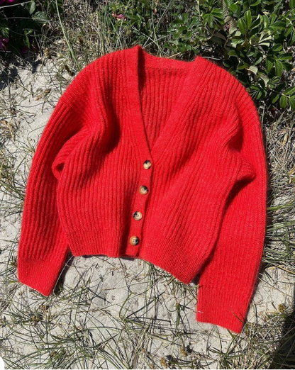 Petite Knit Agnete cardigan paper knitting pattern - Treasure Modern Knitting