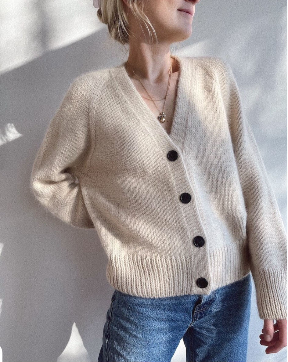 Petite Knit Champagne Cardigan paper knitting pattern - Treasure Modern Knitting