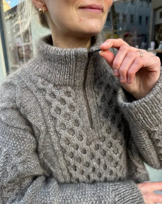 PetiteKnit Dagmar Zipper sweater pattern - Treasure Modern Knitting