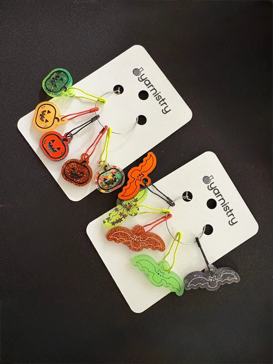 Yarnistry - Bats or Pumpkin stitch markers Yarnistry
