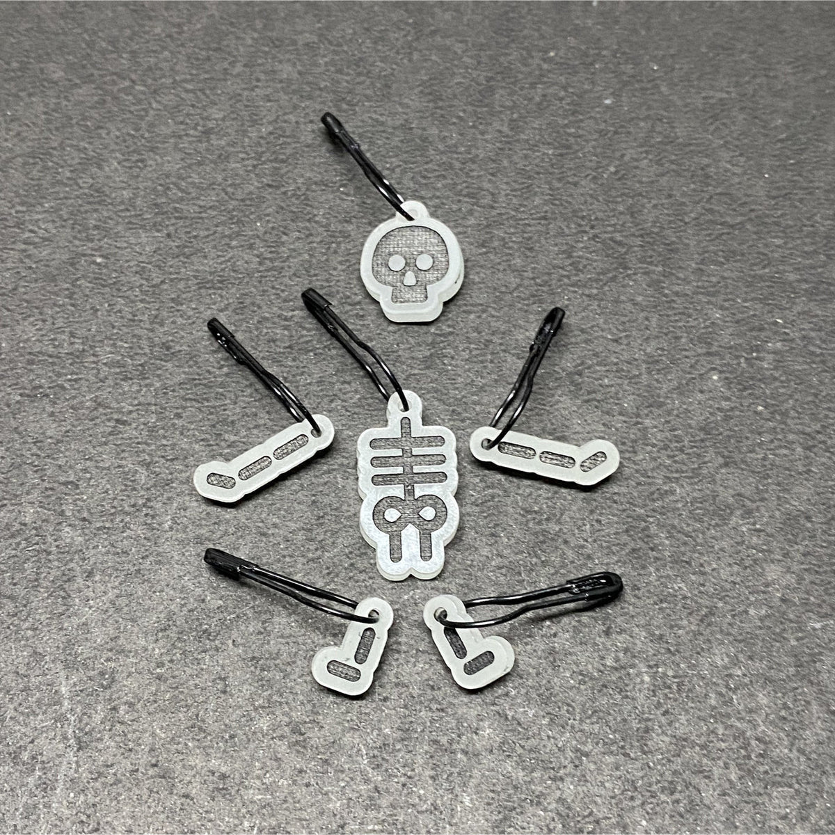 Yarnistry -  Glow in the dark Skeleton stitch markers